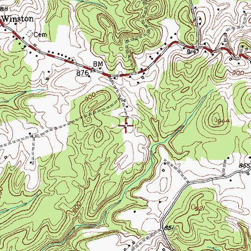Topographic Map of Newman Cemetery, KY