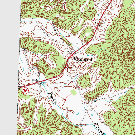 Topographic Map of Kimbrell Chapel (historical), KY