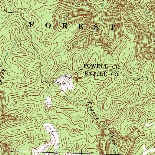 Topographic Map of Bradley Rocks, KY