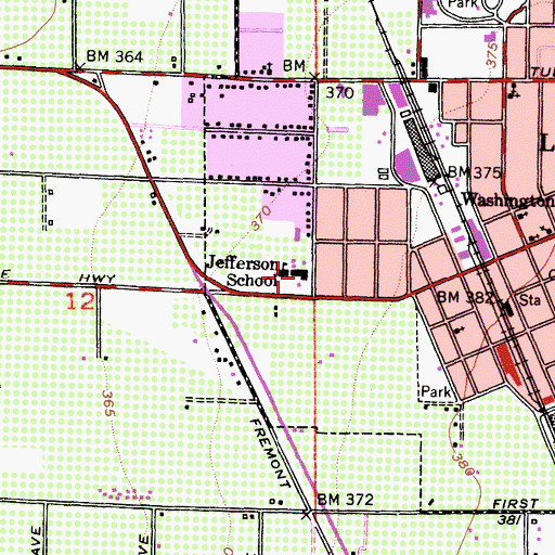 Topographic Map of Jefferson Elementary School, CA