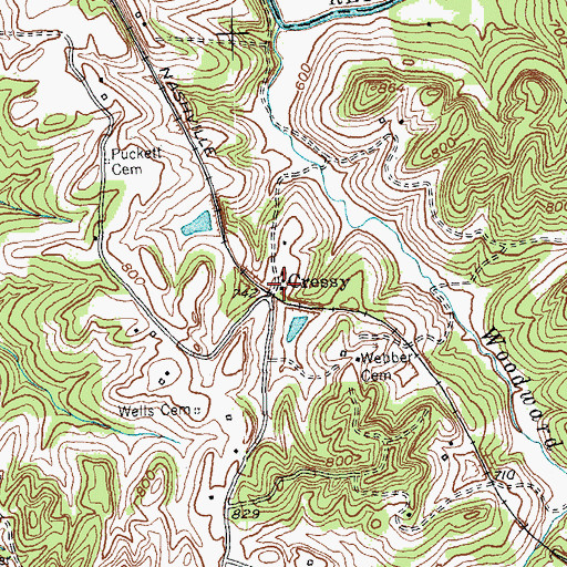 Topographic Map of Cressy Railroad Station (historical), KY