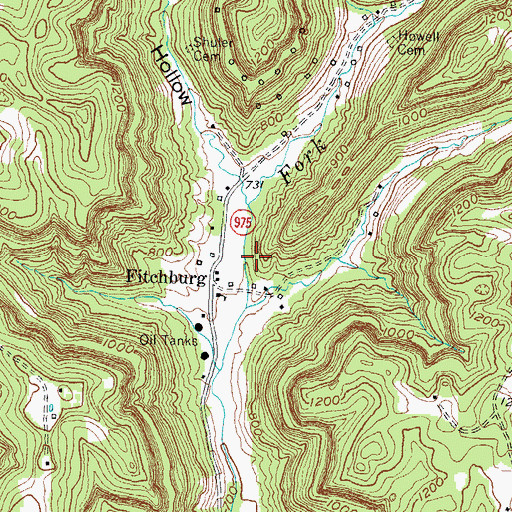 Topographic Map of Fitchburg Furnace Ruins, KY
