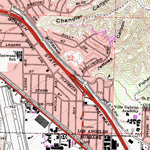 Topographic Map of Jeffries Canyon, CA
