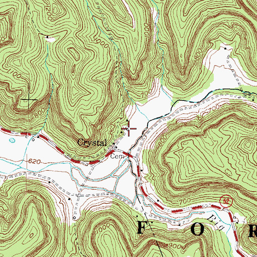 Topographic Map of Odas Railroad Station (historical), KY
