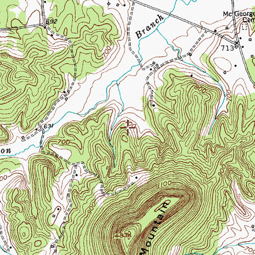 Topographic Map of Crooked Creek (historical), KY