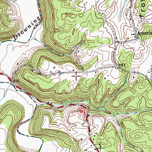 Topographic Map of Drowing Creek (historical), KY
