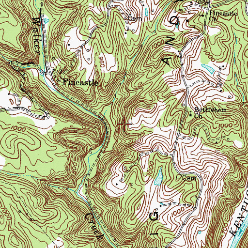 Topographic Map of Harris (historical), KY