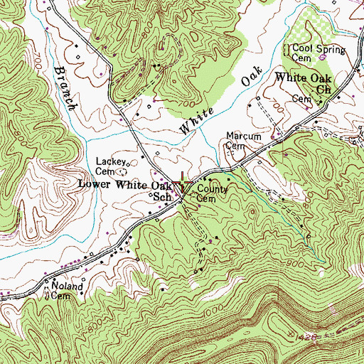Topographic Map of Lower White Oak (historical), KY