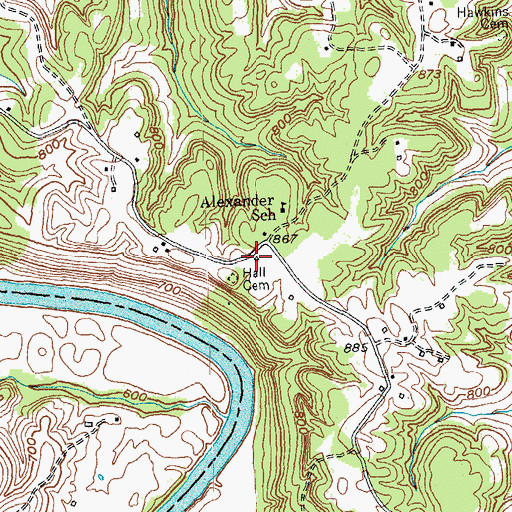 Topographic Map of Fox Post Office (historical), KY