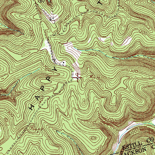 Topographic Map of Happy Top Post Office (historical), KY