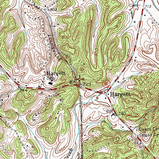 Topographic Map of Hargett Post Office (historical), KY