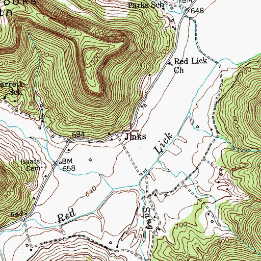 Topographic Map of Jinks Post Office (historical), KY