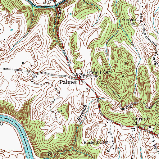 Topographic Map of Palmer Post Office (historical), KY