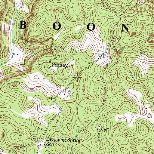 Topographic Map of Patsey Post Office (historical), KY