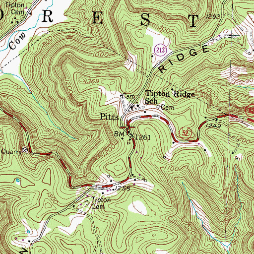 Topographic Map of Pitts Post Office (historical), KY