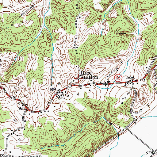 Topographic Map of Rice Station Post Office (historical), KY