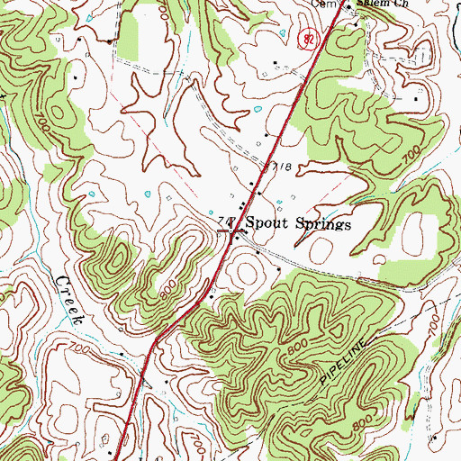 Topographic Map of Sproutsprings Post Office (historical), KY