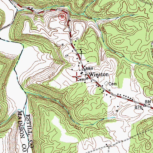 Topographic Map of Winston Post Office (historical), KY
