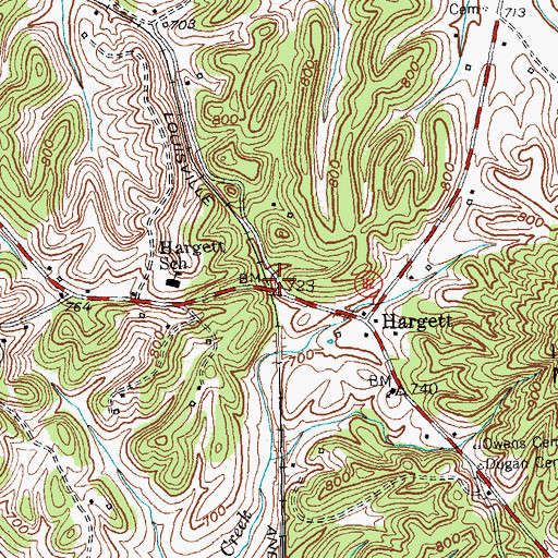 Topographic Map of Hargett Railroad Station (historical), KY