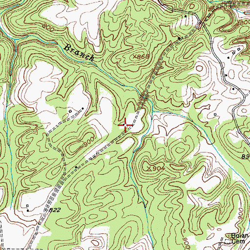 Topographic Map of Reges Railroad Station (historical), KY