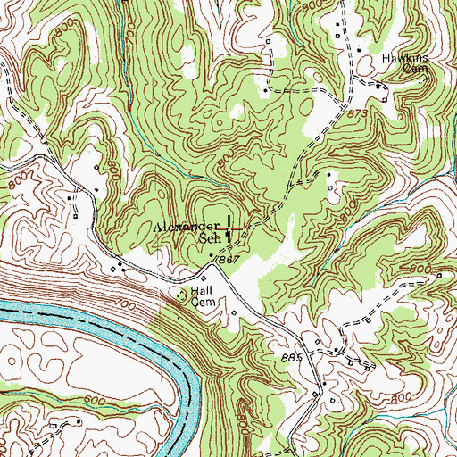 Topographic Map of Alexander School Neighborhood (historical), KY