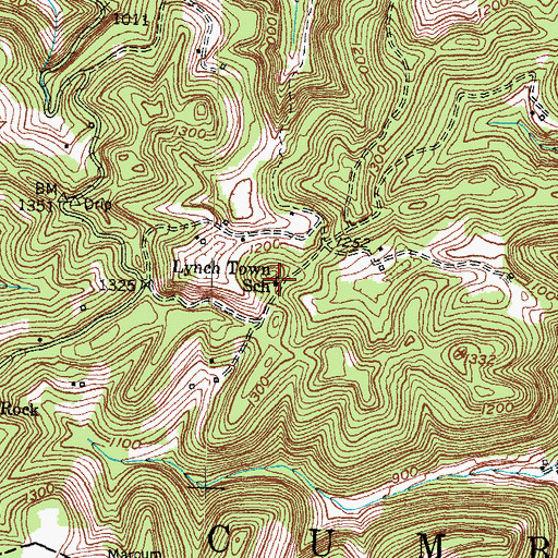 Topographic Map of Lynch Town (historical), KY