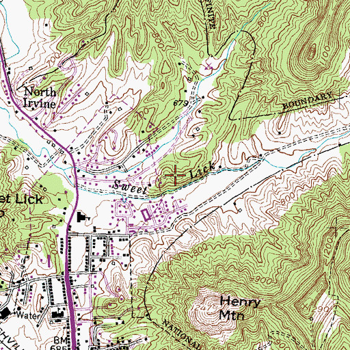 Topographic Map of Sweet Lick (historical), KY
