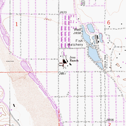 Topographic Map of Jess Ranch, CA