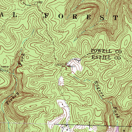 Topographic Map of Union Hall Post Office (historical), KY