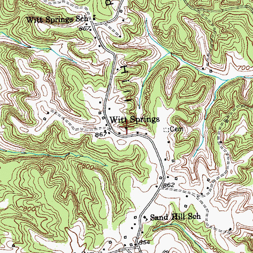 Topographic Map of Witt Springs Post Office (historical), KY