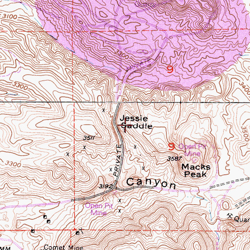 Topographic Map of Jessie Saddle, CA