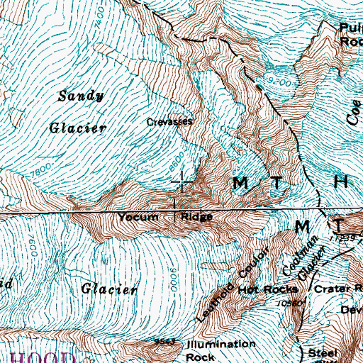 Topographic Map of Sandy Glacier Headwall, OR
