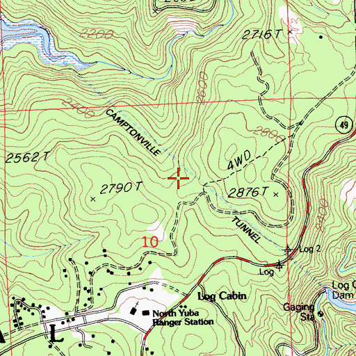 Topographic Map of Camptonville Tunnel, CA