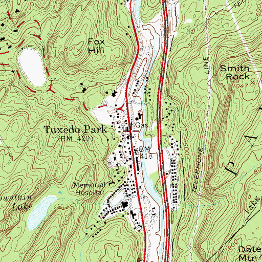 Topographic Map of Tuxedo Square Shopping Center, NY