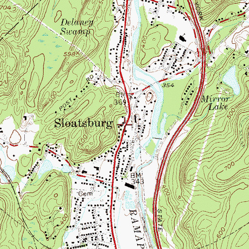 Topographic Map of Sloatsburg United Methodist Church, NY