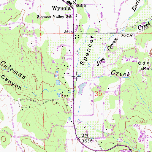 Topographic Map of Jim Green Creek, CA