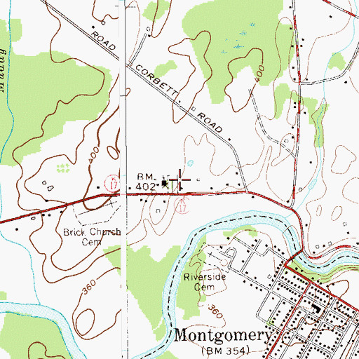 Topographic Map of Old Brick Church Cemetery, NY
