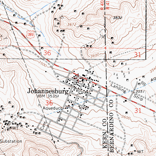 Topographic Map of Johannesburg, CA