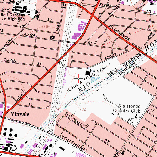 Topographic Map of John A Ford Park, CA