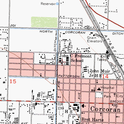 Topographic Map of John C Fremont Elementary School, CA