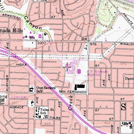 Topographic Map of John F Kennedy High School, CA