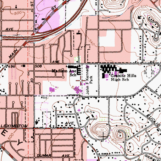Topographic Map of John F Kennedy Park, CA