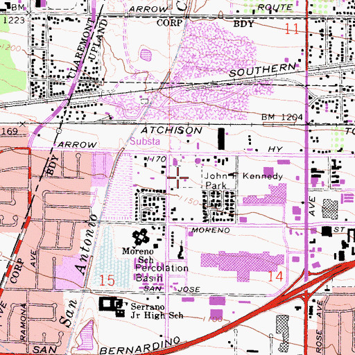 Topographic Map of John F Kennedy Park, CA