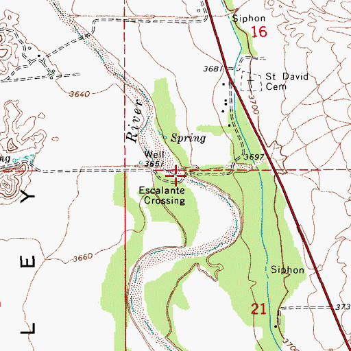 Topographic Map of Escalante Crossing, AZ