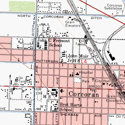 Topographic Map of John Muir Junior High School, CA
