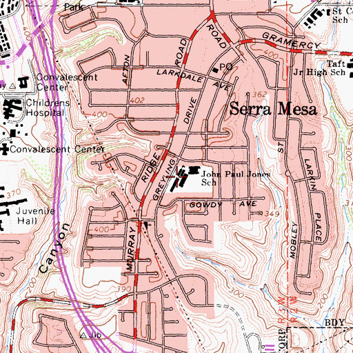 Topographic Map of Jones Elementary School, CA