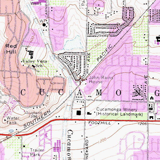 Topographic Map of John Rains House, CA