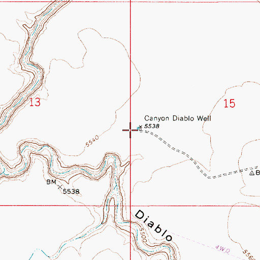 Topographic Map of Canyon Diablo Well, AZ