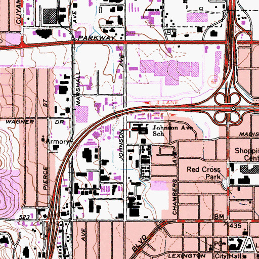Topographic Map of Johnson Avenue Elementary School, CA