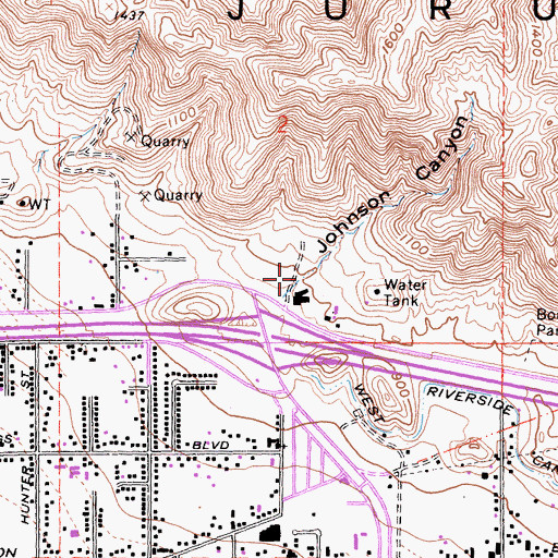 Topographic Map of Johnson Canyon, CA